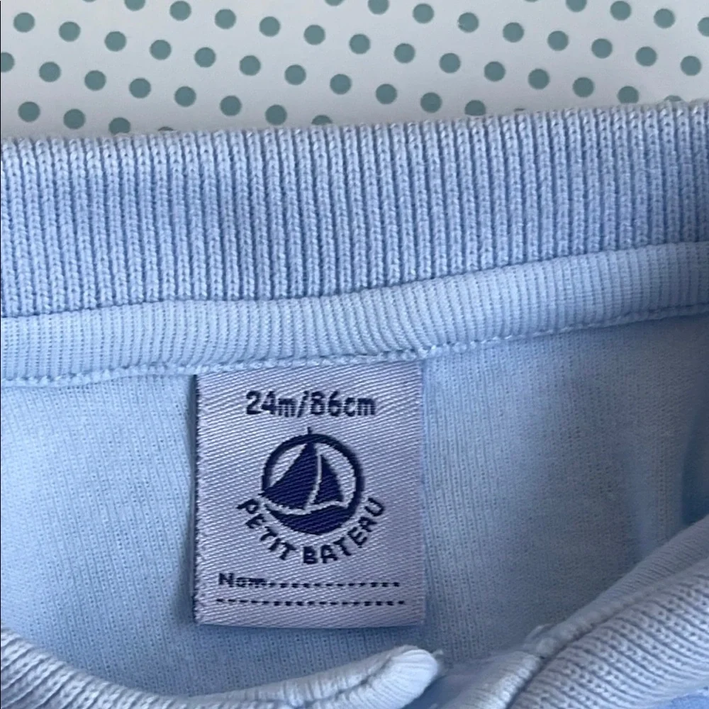 Petit Bateau Light Blue Polo Colar Bodysuit